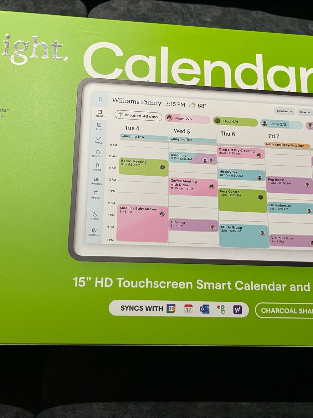 Smart 15" HD Skylighy Touchscreen Calendar - Charcoal